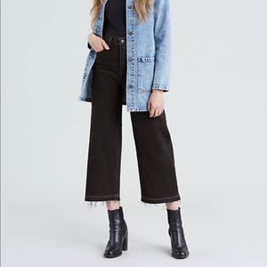 Levi’s mile high wide leg crop with raw edge